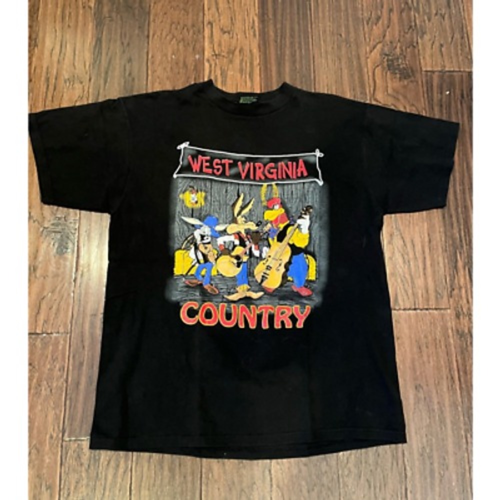 Wile E Coyote Bugs Bunny Virginia Country Mens Tsi Graphic T-Shirt Black Crew XL